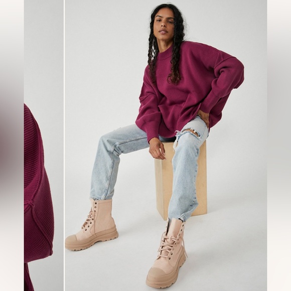 Free People Easy Street Tunic in Maroon (Red Motif) - Picture 4 of 4